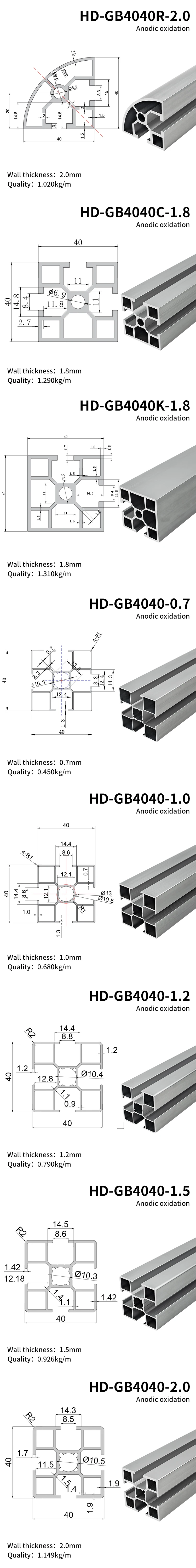 4040 Industrial  Extruded Aluminum Profile Square Tube Aluminum Alloy Profile  Provide Punching and Cutting Services details