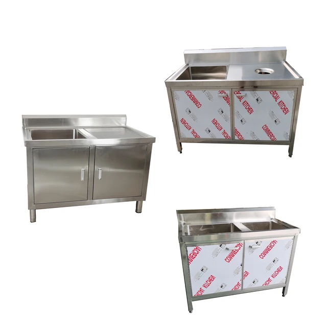Bohai Product Manufacture Cater Equipment Stainless Steel Fish Cleaning Sink Table Stainless Steel Sink Cabinet