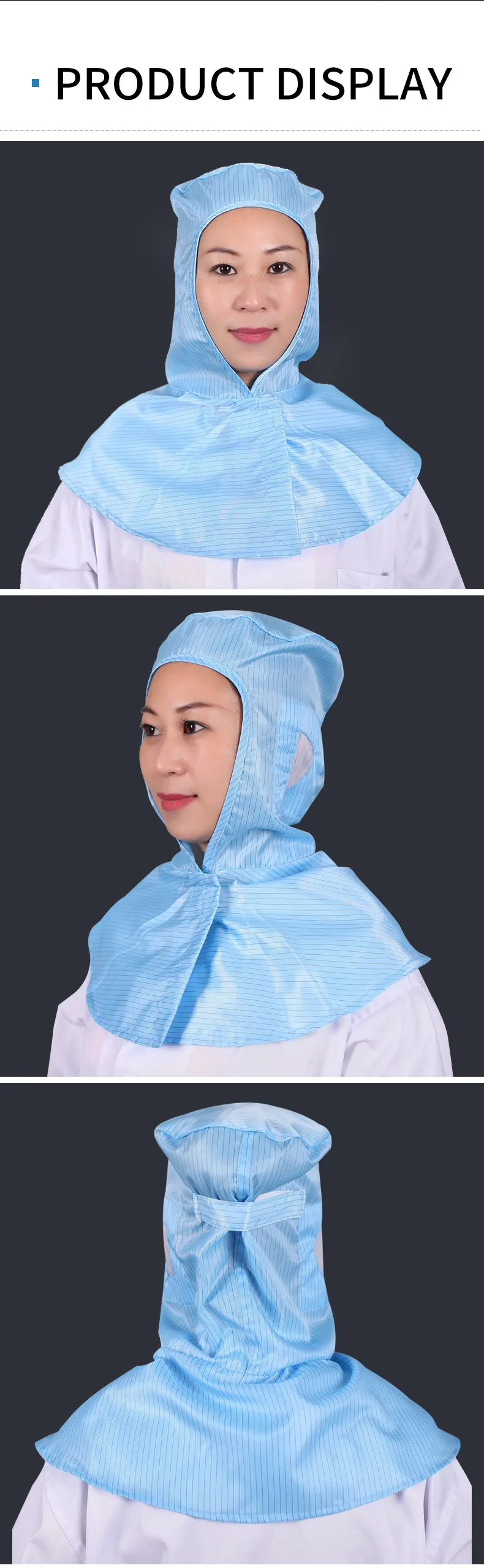 Anti-static Shawl Hood with Dustproof and Breathable Design for Food Processing and Cleanroom Use