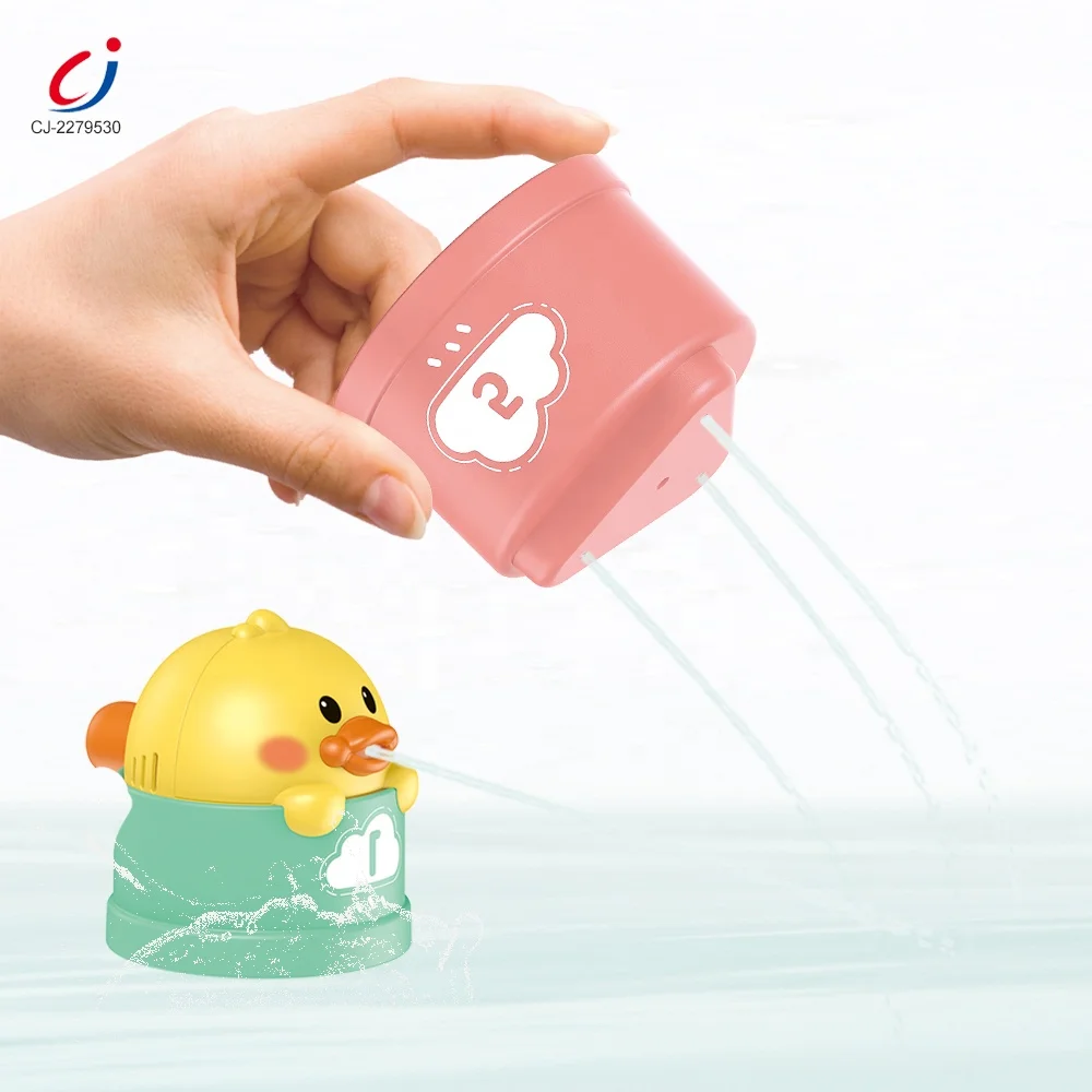 Chengji baby stacking cups plastic unique bath toys stacking bath baby fun toys squirt water playing bath tub toys for kids