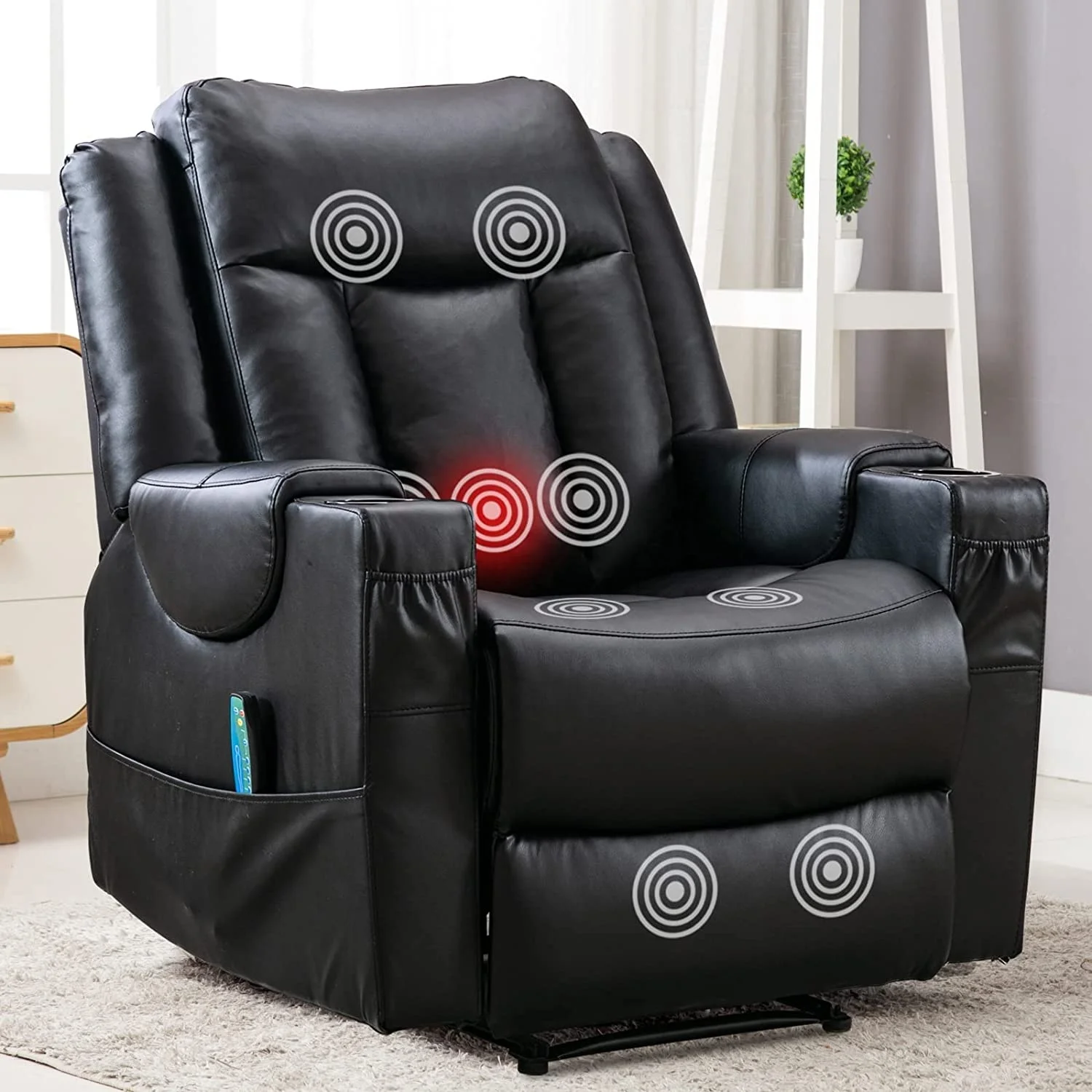 faux leather manual recliner with massage