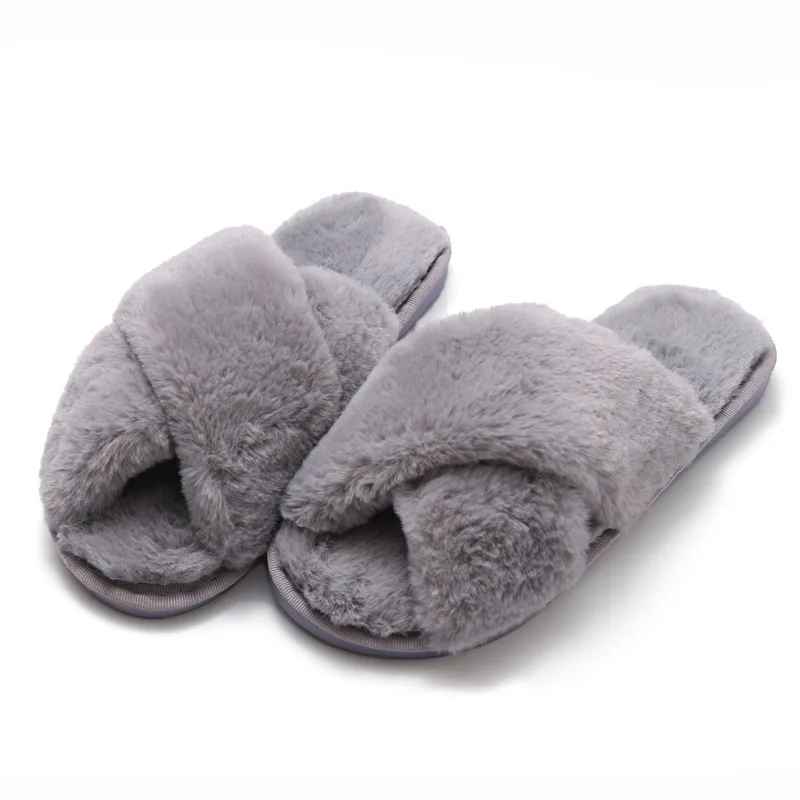 faux fur room slippers