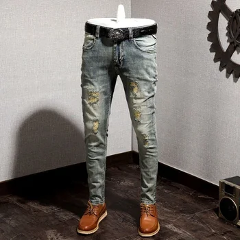 Wholesale high-quality jeans manufacturers direct summer and autumn slim straight leg casual breathable wear jeans for men