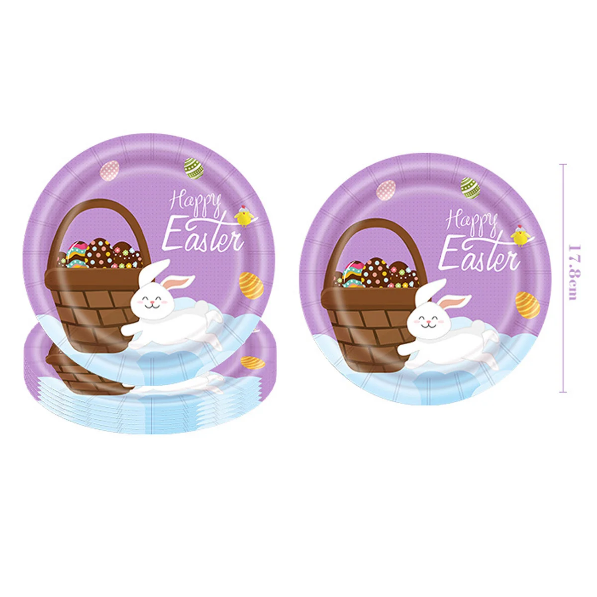 Customized Birthday Party Easter Decoration Pattern Print Rabbit Disposable Tableware Paper Plates And Cups Set