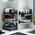 Dish With IKITCHEN 201 Stainless Steel 3 Tiers Wall Mounted Dish Drying Rack Drainer Hanging Rack With PP Water Tray