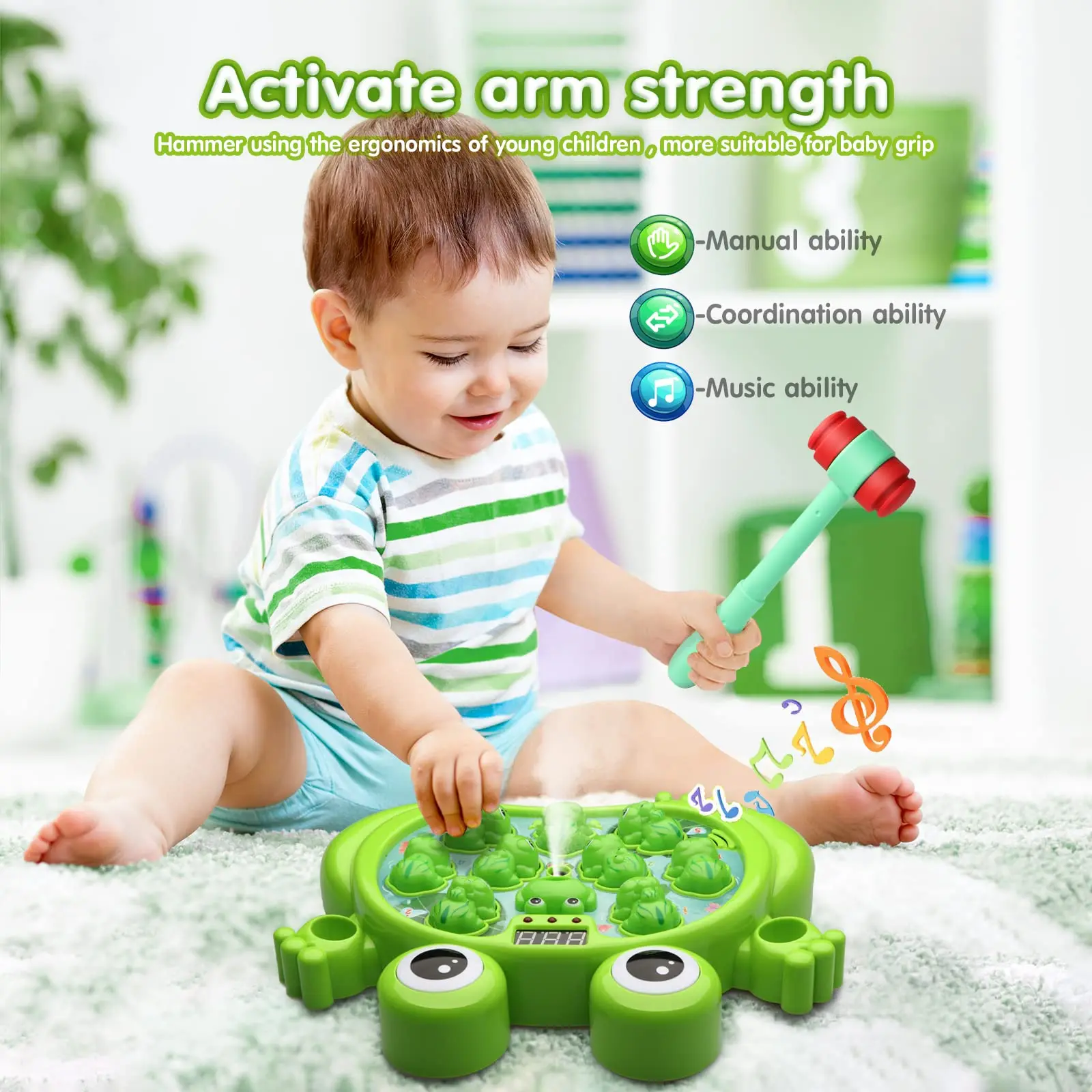Interactive Whack A Frog Game For Kids Included Electronic Challenging Game Machine With 2 Hammers