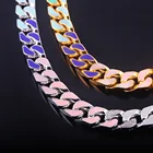 Hip New Design Iced Out Diamond Hip Hop Color Enamel Cuban Chain Necklace Men Women