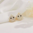 Hot Selling Charm Hot Selling 14K Gold Plated Micro Pave Zircon Smile Face Lock Charm For Jewelry Making