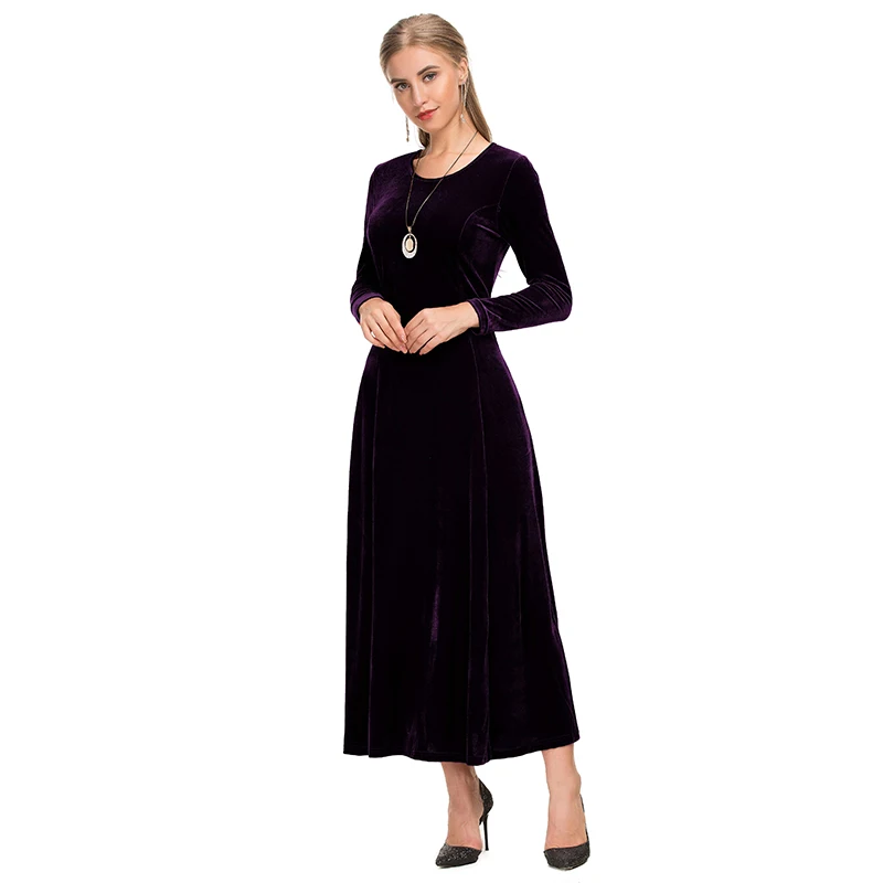 Beautiful elegant waist tie  luxurious velvet fabric long sleeve black party maxi evening dress
