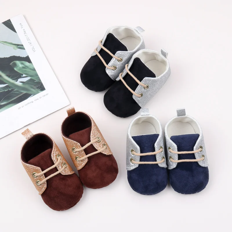 Fashional Bling Glitter PU Baby Dress Shoes for Boys Spring Season Sprint Autumn Lightweight Breathable Anti-Slip Design manufacture