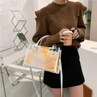 Clutch Purse 2pcs Women Fashion Shoulder Bag Clear Jelly Clutch Purse Transparent Handbag