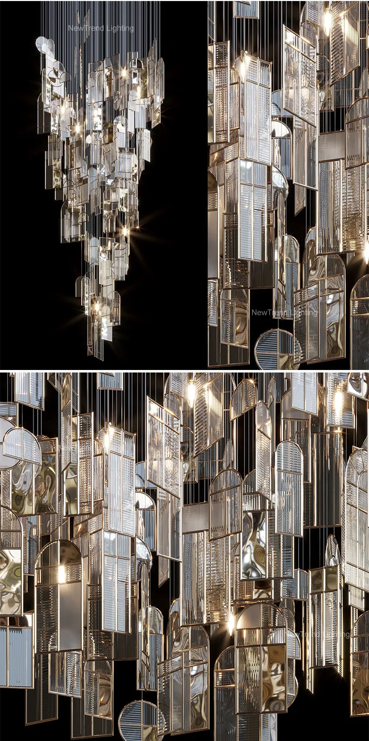 CPL-335 New Product Indoor Decoration Villa Hall Hotel Lobby Modern Glass Hanging LED Chandelier Light factory