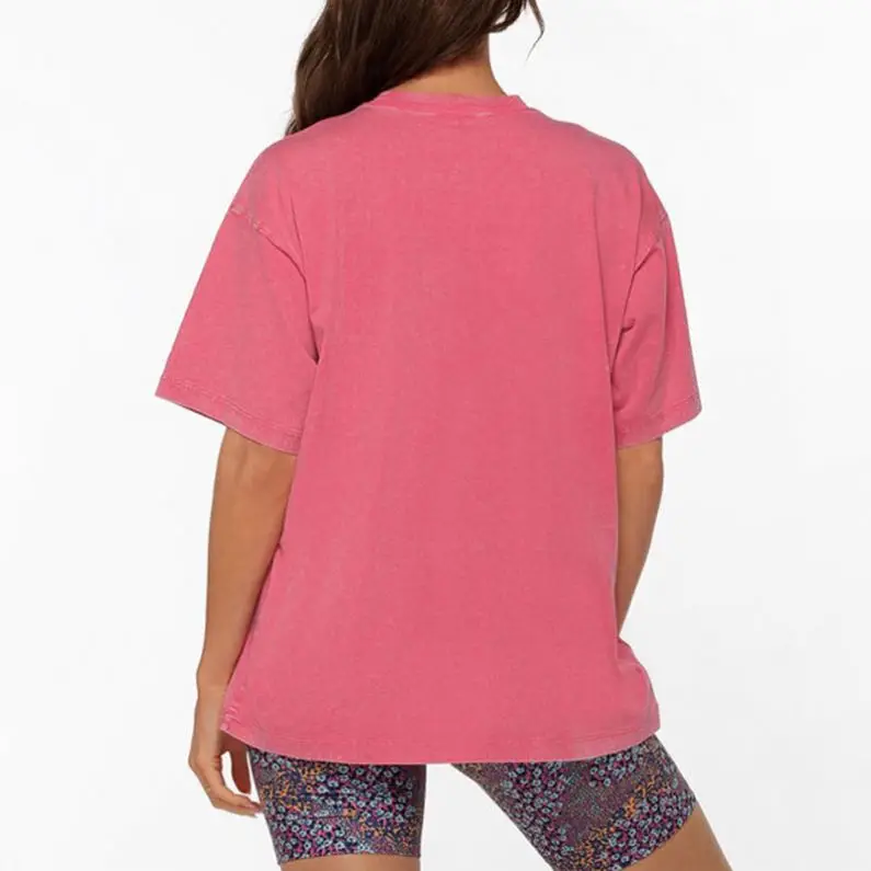 ECBC Top Selling Soft Cotton Fabric Customized Row Neck Design Peach Pink Women Oversized T-shirt Plus Size
