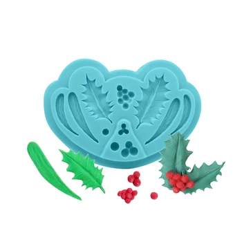 Christmas Holly Leaf Silicone Mold for Candy Soap Mould Chocolate Fondant Cupcake Decoration//