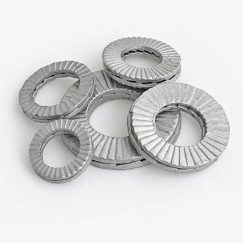 DIN25201 Self-Locking Double Stack Washer M8 M10 M12 M16 M20 Sizes Stainless Steel with Brass Aluminium Zinc Plain Finishes details