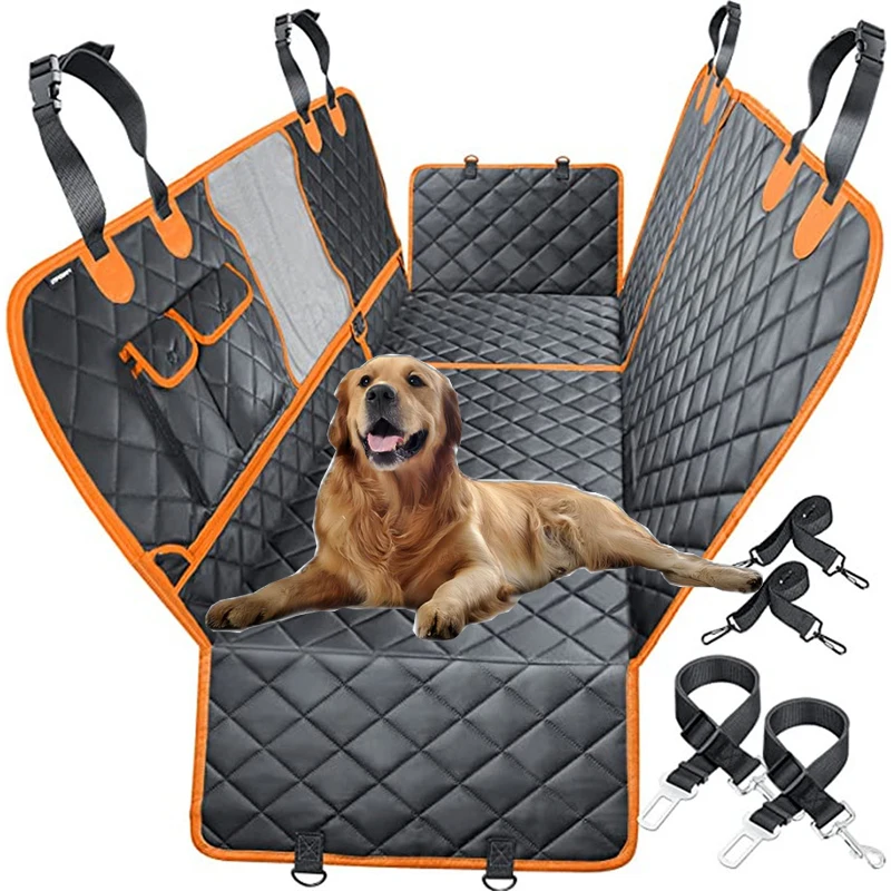 product new waterproof  8 pcs hard bottom car backseat mat cover car pet accessories seat cover for dogs pet car hammock-54