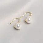 Hot Earrings Natural Freshwater Pearl Stud Women Simple Graceful Internet Hot High Heels Brass Hook Earrings