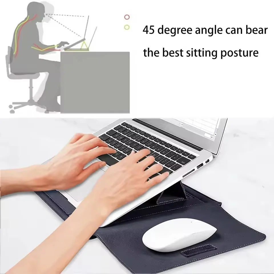 product laudtec 13inch magnetic folded pu leather laptop sleeve multifunctional stand cover portable tablet case bag custom logo dnb163-5