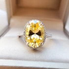 Citrine Ring Vintage Yellow Crystal Delicate 925 Silver Jewelry Citrine Ring