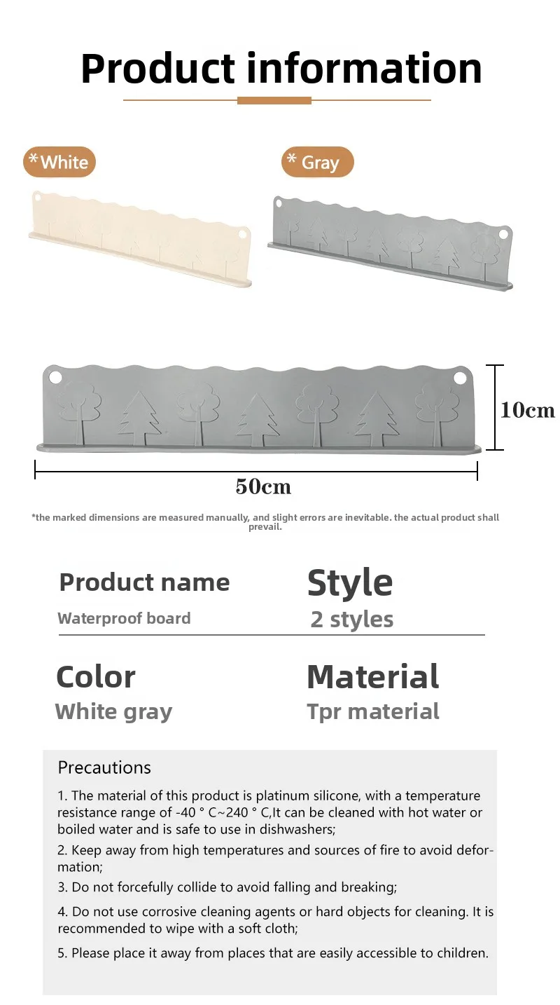 Modern Anti-Splash Silicone Guard for Kitchen Sink Countertop Water Barrier Wash Basin Edge Splash Guard for Vegetables Tools manufacture