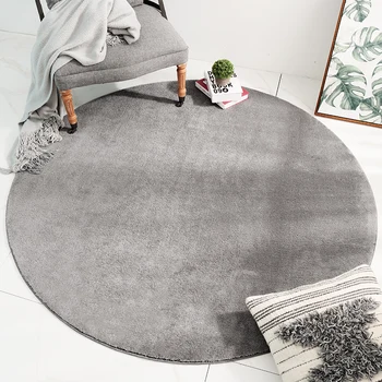 DAJIANG pure color fluffy and soft lamb fleece tops luxury round high pile carpet pp rug white and black living room