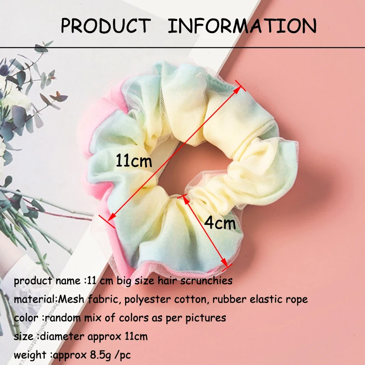 wholesale polyester cotton rubber elastic rope rainbow color Hair scrunchie for girl ponytail Elastic Hair ties