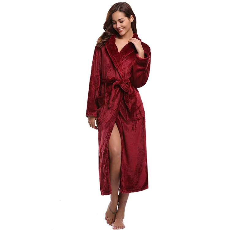 UNISEX Ladies Luxury Soft Plush Fleece Bathrobe Dressing Gown Warm Cosy Shower 