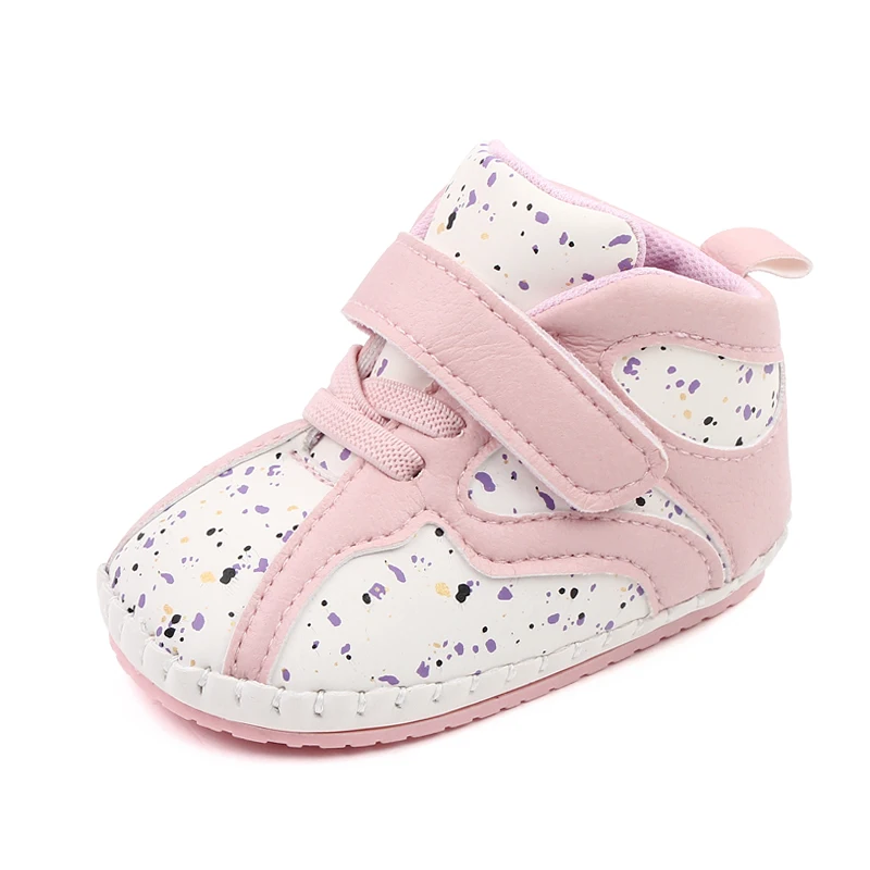 Colorful Little Graffiti Baby High-top Wear-resistant Soft-soled Non-slip Toddler Shoes supplier