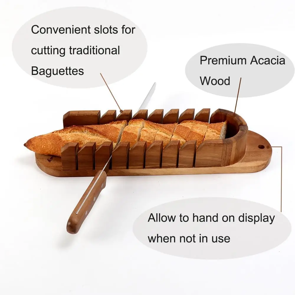 product slotted cutting bread board manual bread slicer cutting board bread slicer with bread knife with storage knife bag for kitchen-4