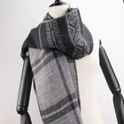 Woven Scarf With Long High Quality Brushed Tassel Woven Scarf Jacquard Scarf With Leather Patch For Men