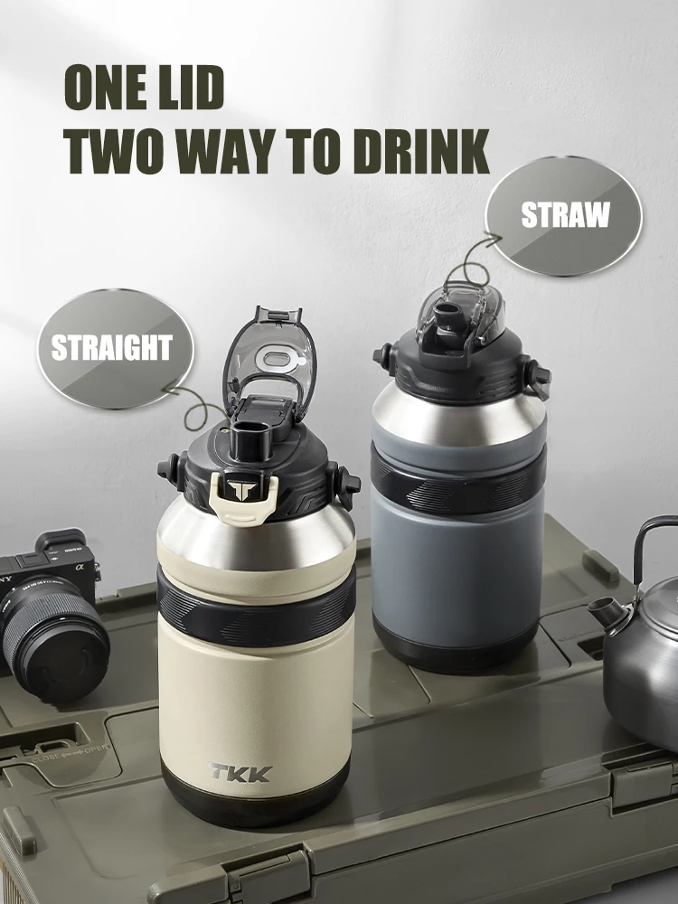 1000ml 1500ml Large capacity half gallon 316 stainless steel water bottle Insulated Thermos With Straw Double Walled Vacuum Outd