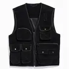 Cotton Vest Utility Vest 100% Cotton Relaxed Fit Pockets Corduroy Utility Vest For Men