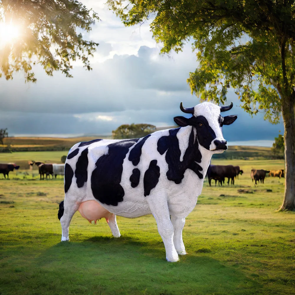Outdoor Decorations & Indoor Props-Farm Animal Resin Yard Lawn Decorations Life-Size Cow Statue for Indoor & Outdoor Use