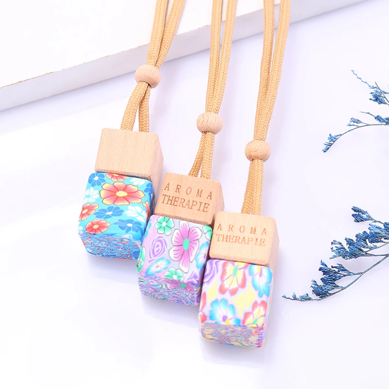 product private label empty square 8ml car perfume bottle clear glass hanging freshener mini diffuser bottles-4