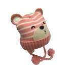 Keep Warm Custom Cartoon Bear Hats Outdoor Baby Keep Warm Hats Winter Knitted Acrylic Hats