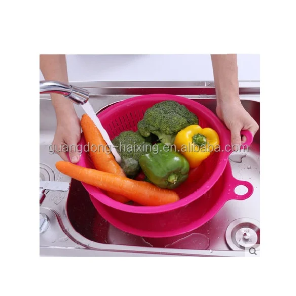 Haixing PP food grade kitchen basket type and plastic colander vegetable basket strainer colanders