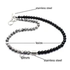 Necklace Bead Natural Stone Beaded Tiger Eye Necklace Stainless Steel Chain Men Agate Stone Bead Necklace