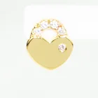 Zircon Heart Earrings CASDIY New Design Fashion Gold Plated Shiny Zircon Heart Lock Stud Earrings Girls Women