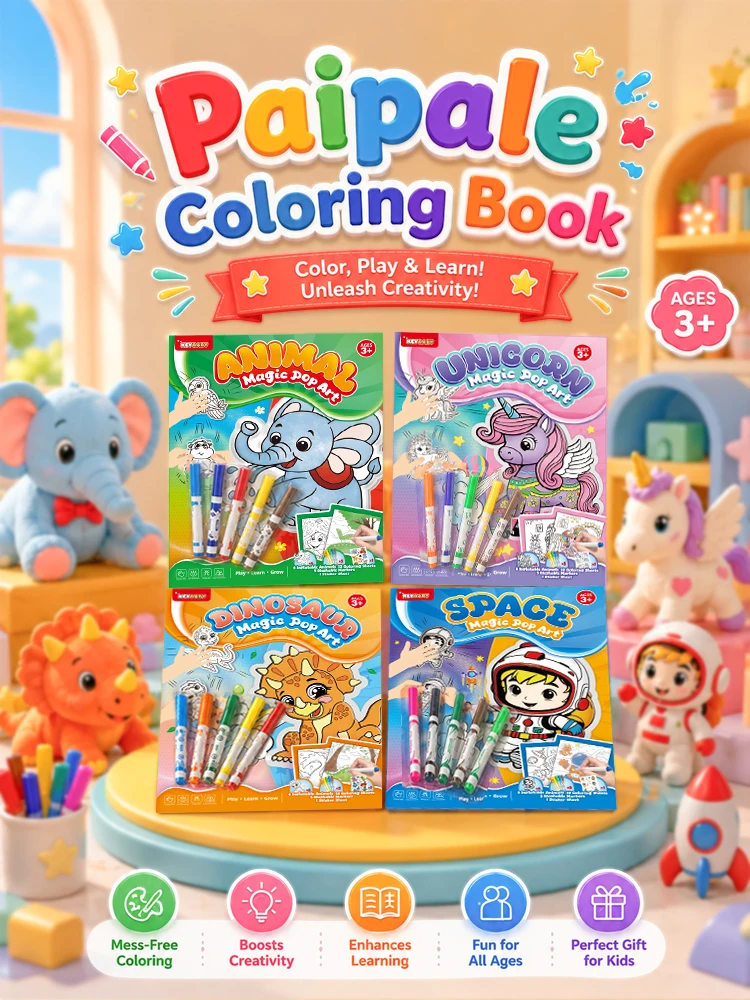 product keybaby custom 2026 book printing factory yiwu creative own design magic pop art paipaile coloring books for store-5