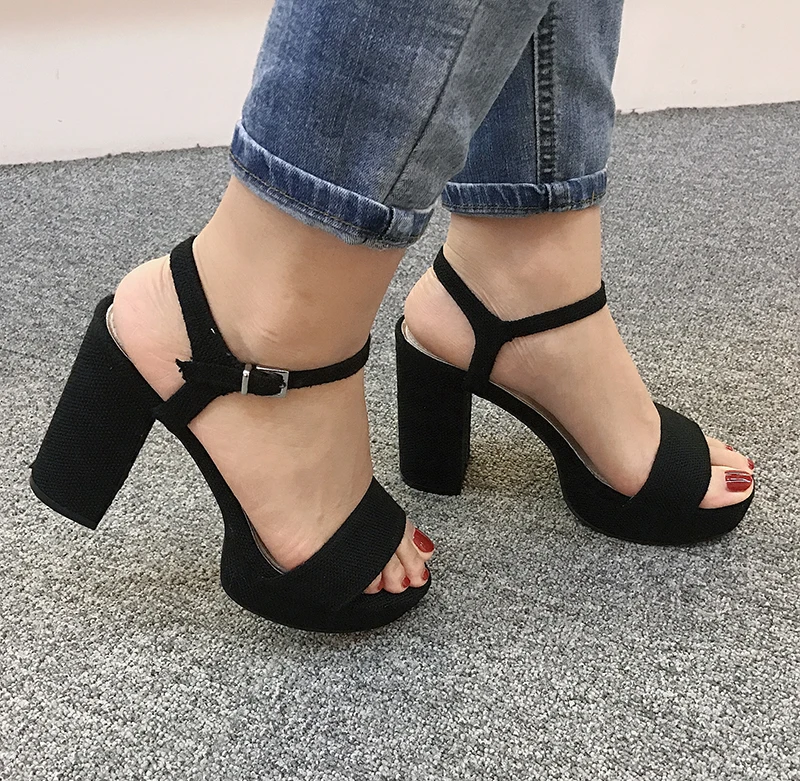black canvas heels