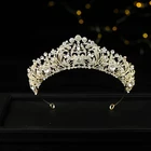 Luxury Dress Luxury Bride Headdress Pale Golden Crown Imperial Crown Princess Wedding Dress Hair Hoop Christmas