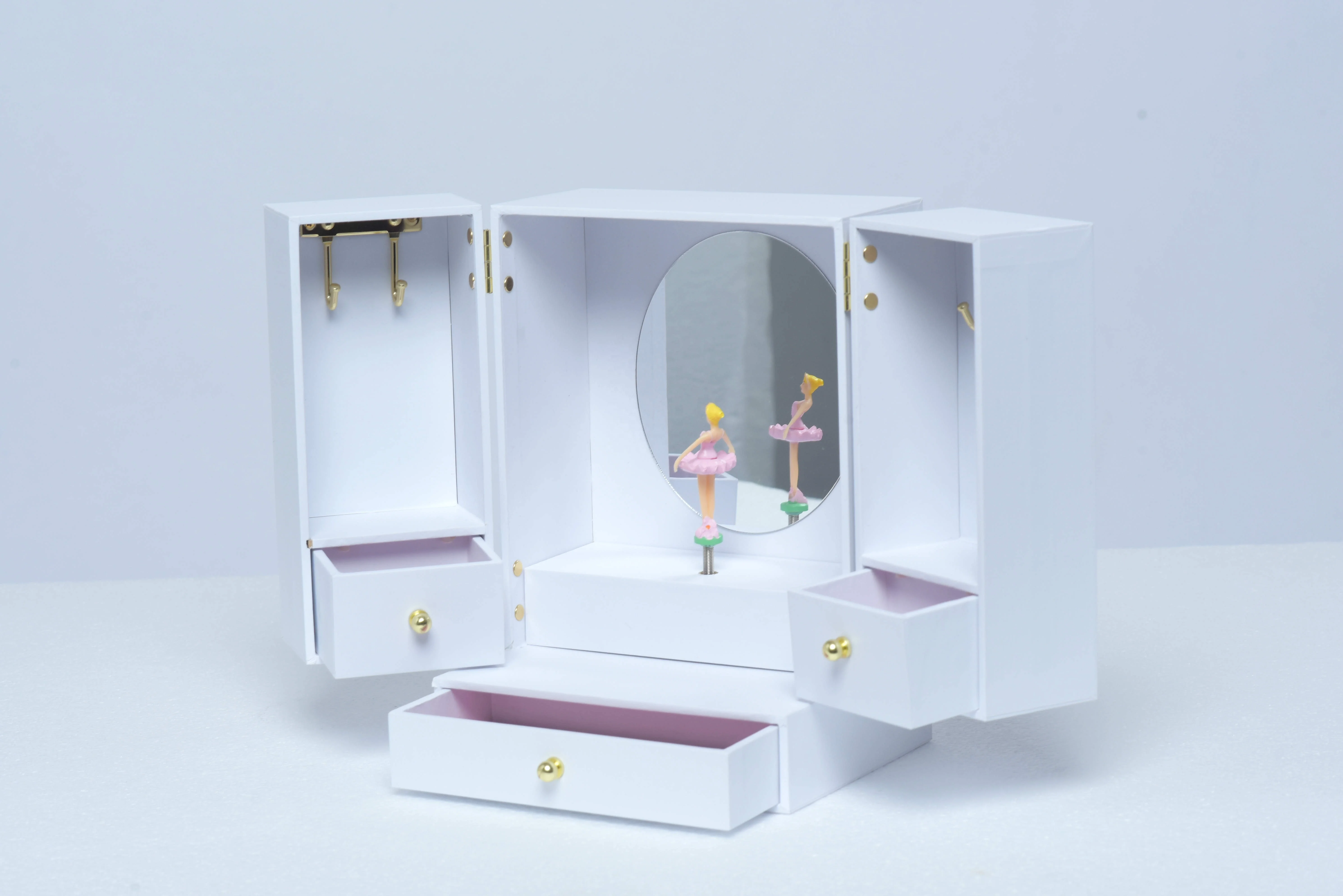 Ever Bright Custom Pure White Dance Ballerina Unicorn Music Box Ballerina Jewelry Music Box With Drawer For Girls & Boy Gift