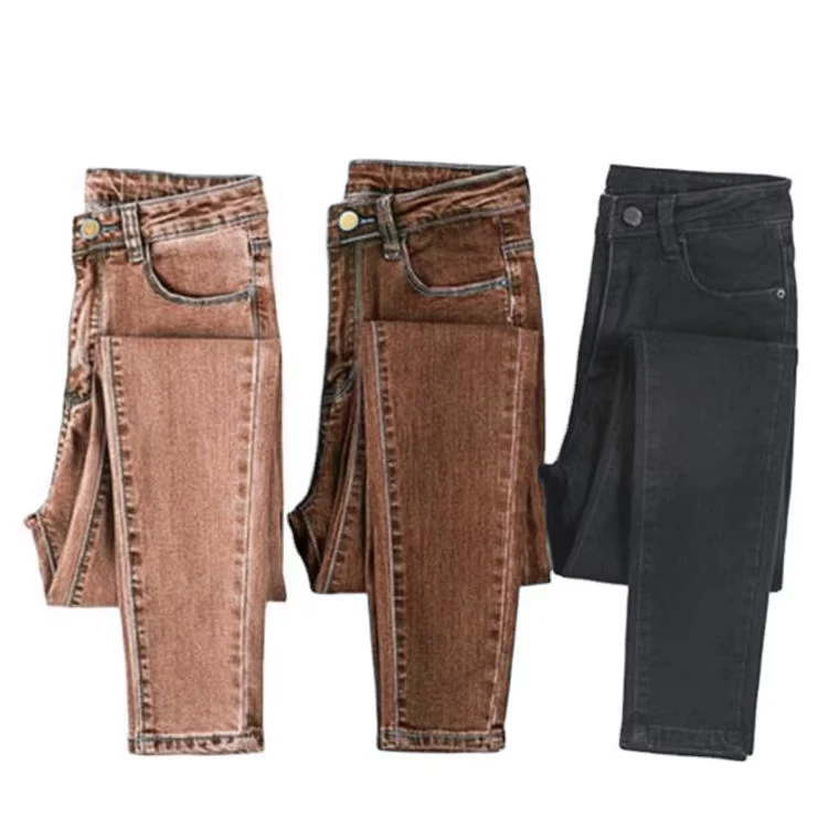 Custom European Fashion Female Denim Pants 3 Color Women High Waist Skinny Jeans factory