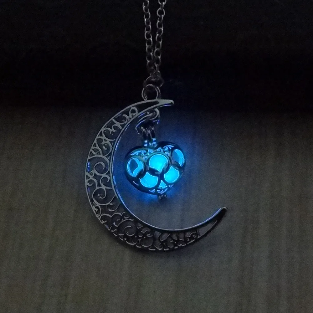 glowing crescent and lilac necklace