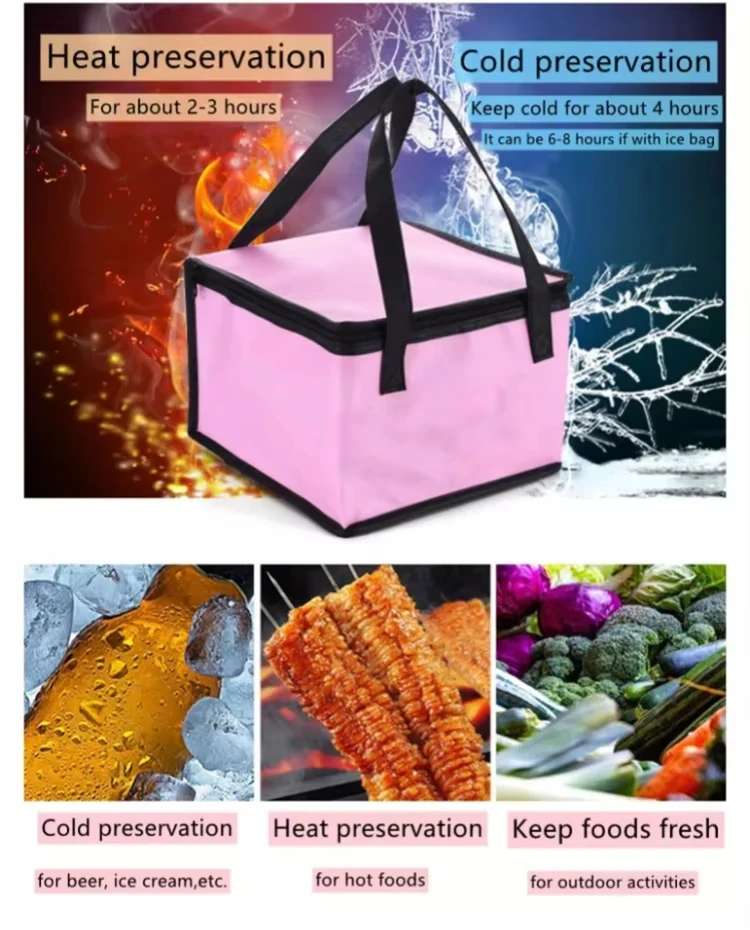 Large Capacity Foldable Portable Non Woven Lunch Cooler Bags Eco Friendly Can Insulated Food Delivery Beer Cooler Bag details