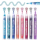 Colors Self Outline Metalic Markers Set 8 Colors Premium High Quality Silver Foil Stamping Double Line Markers For Painting