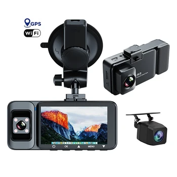 3-Lane GPS WiFi Dash Cam Front 2.5K 1080P HD Recorder IPS 170 Angle G-Sensor Parking Monitor IR Night Vision Loop Recording