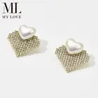 Rhinestone Earrings Earrings Sparkling Rhinestone Heart Stud Earrings Hypoallergenic Crystal Heart Shape Earrings With Pearl