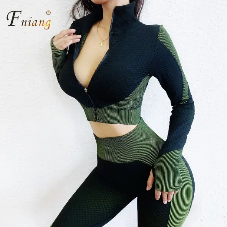 2021 new long sleeve yoga suit sport Plus-size women's wear running breathable seamless fashion sport casual yoga pant suit