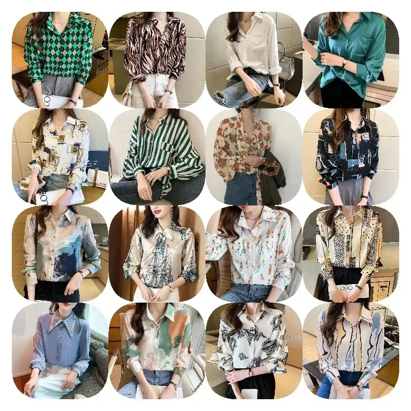 Chinese Style Trendy V-neck Loose Fitting Vintage Printing Fashion Women's Long-sleeved Shirt